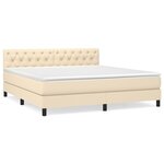 vidaXL Sommier à lattes de lit avec matelas Crème 160x200 cm Tissu