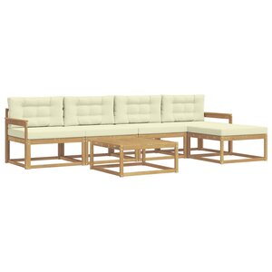 vidaXL Ensemble de canapés d'extérieur 6 pc Blanc et crème Polyester