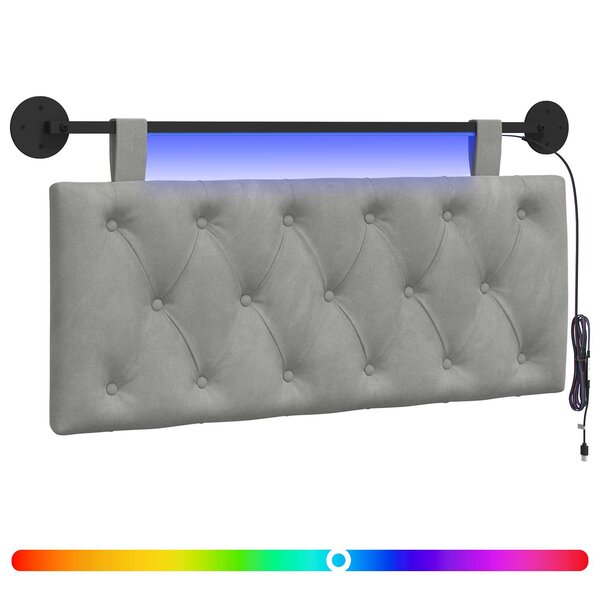 vidaXL Tête de lit suspendue Gris clair Velours