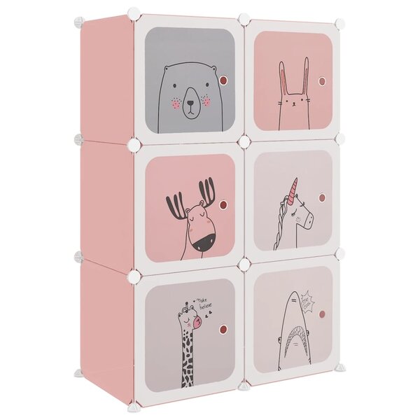vidaXL Armoire de rangement pour enfants avec 6 cubes Rose PP