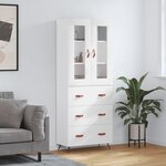vidaXL Buffet haut Blanc 69 5x34x180 cm Bois d'ingénierie