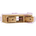 vidaXL Meuble TV mural 100x32x25 cm bois massif manguier brut