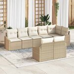 vidaXL Ensemble de canapé de jardin 8 Pièces Beige Poly rotin