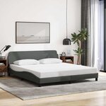vidaXL Cadre de lit Dover gris foncé 183x213 cm tissu