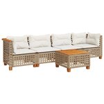 vidaXL Salon de jardin avec coussins 5 Pièces beige résine tressée