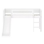Flexa WHITE Lit mi-hauteur avec echelle droite et toboggan 90 x 200 cm Barriere a barreaux Blanc