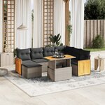 vidaXL Salon de jardin 8 Pièces avec coussins gris résine tressée