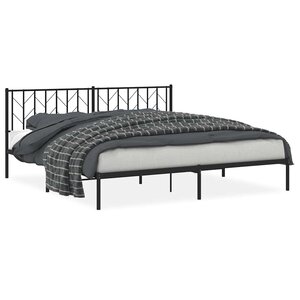 vidaXL Cadre de lit métal sans matelas avec tête de lit noir 193x203cm