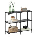 vidaXL Table console avec dessus en verre noir 98x30x81 cm acier