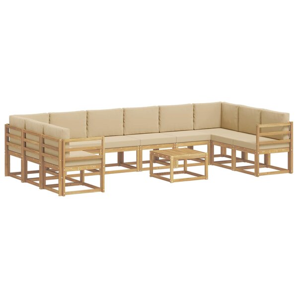 vidaXL Ensemble de canapés d'extérieur 11 pc Blanc et Beige