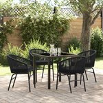 vidaXL Ensemble de salle à manger pour jardin 5 Pièces Noir Poly rotin