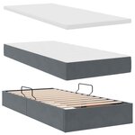 vidaXL Lit de rangement LED avec matelas Gris foncé 100 x 200 cm