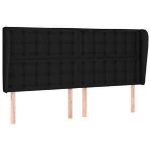 vidaXL Tête de lit avec oreilles Noir 203x23x118/128 cm Tissu