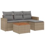 vidaXL Salon de jardin avec coussins 5 Pièces beige résine tressée