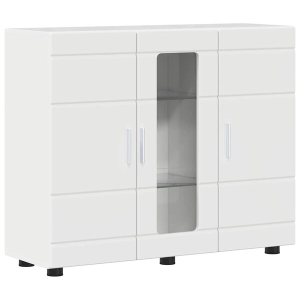 vidaXL Cabinet en Bois Blanc brillant 88 5 x 30 5 x 73 cm