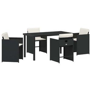 vidaXL Ensemble de salle à manger pour jardin 5 Pièces Noir polyrotin