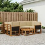 vidaXL Ensemble de canapés d'extérieur avec coussin 5 Pièces Naturel