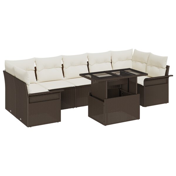 vidaXL 8 pièces de canapé de jardin avec coussins en poly rattan marron
