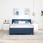 lit à sommier box avec matelas bleu 140x190 cm en tissu