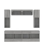 vidaXL Ensemble de meubles TV muraux 6Pièces et lumières LED sonoma gris