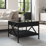 vidaXL Table basse avec LED infini noir 50x50x38 cm