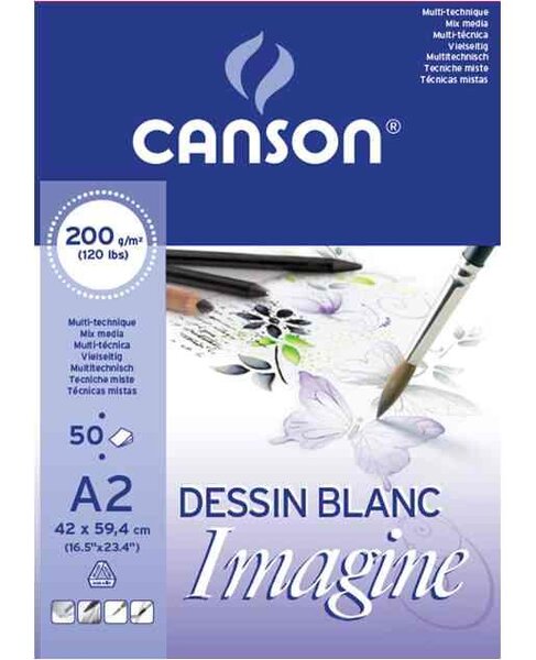 Bloc dessin 50 Feuilles Imagine format A2 200 g Blanc CANSON