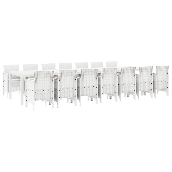 vidaXL Ensemble de salle à manger pour jardin 15 Pièces Blanc Rattan Polt