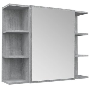 vidaXL Armoire à miroir de salle de bain Sonoma gris 80x20 5x64cm Bois