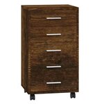 vidaXL Armoire à tiroirs avec roulettes Chêne fumé Bois d'ingénierie