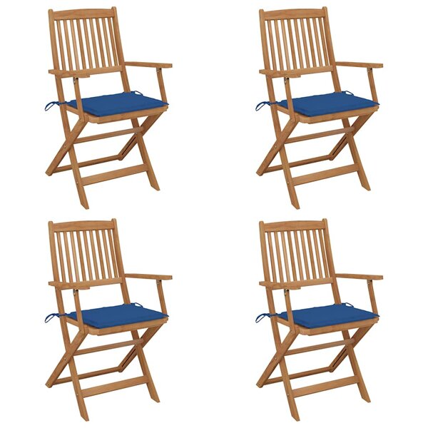 vidaXL Chaises pliables de jardin lot de 4 avec coussins Bois d'acacia