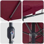 vidaXL Parasol de jardin Rouge bordeaux 385 x 209 x 244 cm tissu
