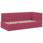 vidaXL Cadre de lit d'angle Rouge bordeaux 90 x 190 cm Velours