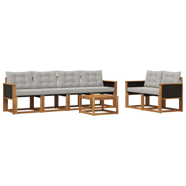 vidaXL Ensemble de canapés d'extérieur 7 Pièces Naturel et gris clair