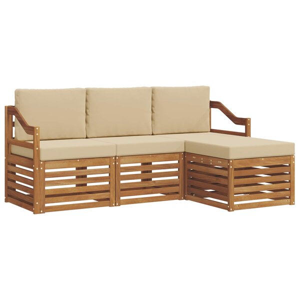 vidaXL Ensemble de canapés d'extérieur 4 pc Naturel et Beige