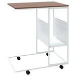 vidaXL Table d'appoint avec roues blanc 55x36x63 5cm bois d'ingénierie