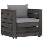 vidaXL Salon de jardin 2 Pièces avec coussins Bois imprégné de gris