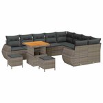 vidaXL Ensemble de canapé de jardin 12 Pièces Gris polyrotin