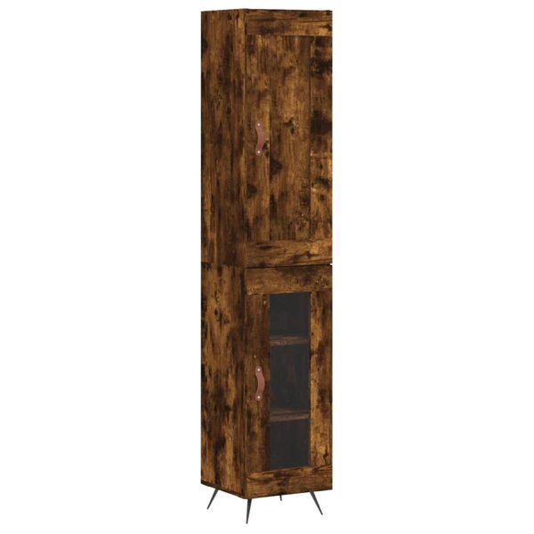 vidaXL Buffet haut Chêne fumé 34 5x34x180 cm Bois d'ingénierie