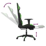 vidaXL Chaise de jeu avec repose-pied Noir et vert Similicuir