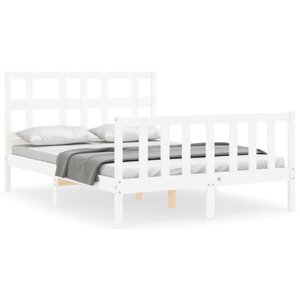 vidaXL Cadre de lit sans matelas blanc 140x190 cm bois de pin massif