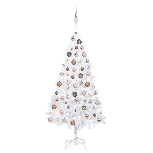 vidaXL Arbre de Noël artificiel pré-éclairé et boules blanc 120 cm PVC