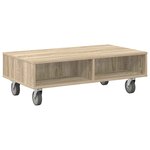 vidaXL Table d'appoint avec roues Chêne Sonoma 90 x 50 x 30 cm