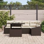 vidaXL Ensemble de canapé de jardin avec coussin 6 Pièces Marron et crème