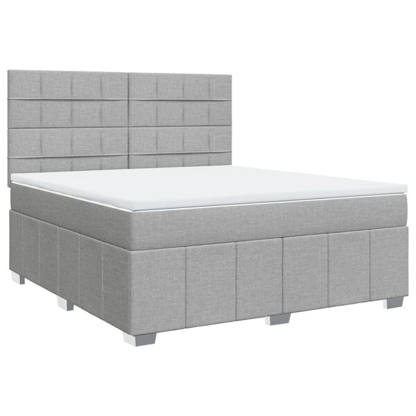 vidaXL Sommier à lattes de lit avec matelas Gris clair 180x200cm Tissu