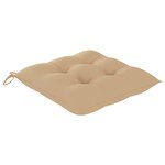 vidaXL Chaises de jardin et coussins beige lot de 2 Bois teck massif