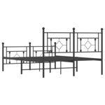 vidaXL Cadre de lit métal avec tête de lit/pied de lit noir 140x190 cm