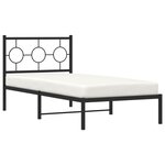 vidaXL Cadre de lit métal avec tête de lit noir 90x190 cm