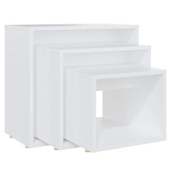 vidaXL Tables gigognes 3 Pièces Blanc Aggloméré