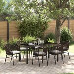 vidaXL Ensemble de salle à manger pour jardin 7 Pièces Marron Poly rotin