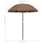 vidaXL Parasol avec mât en acier 180 cm Taupe